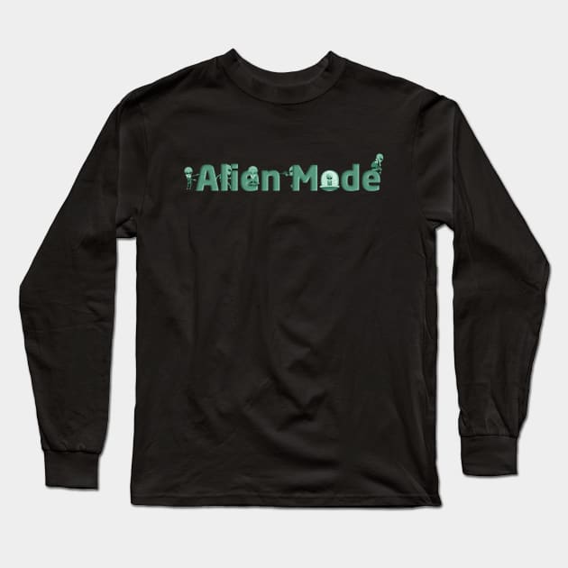 Alien mode cute aliens meditate playing hide seek graphic, UFO outer space lover cartoon, Men Women Long Sleeve T-Shirt by Luxera Wear